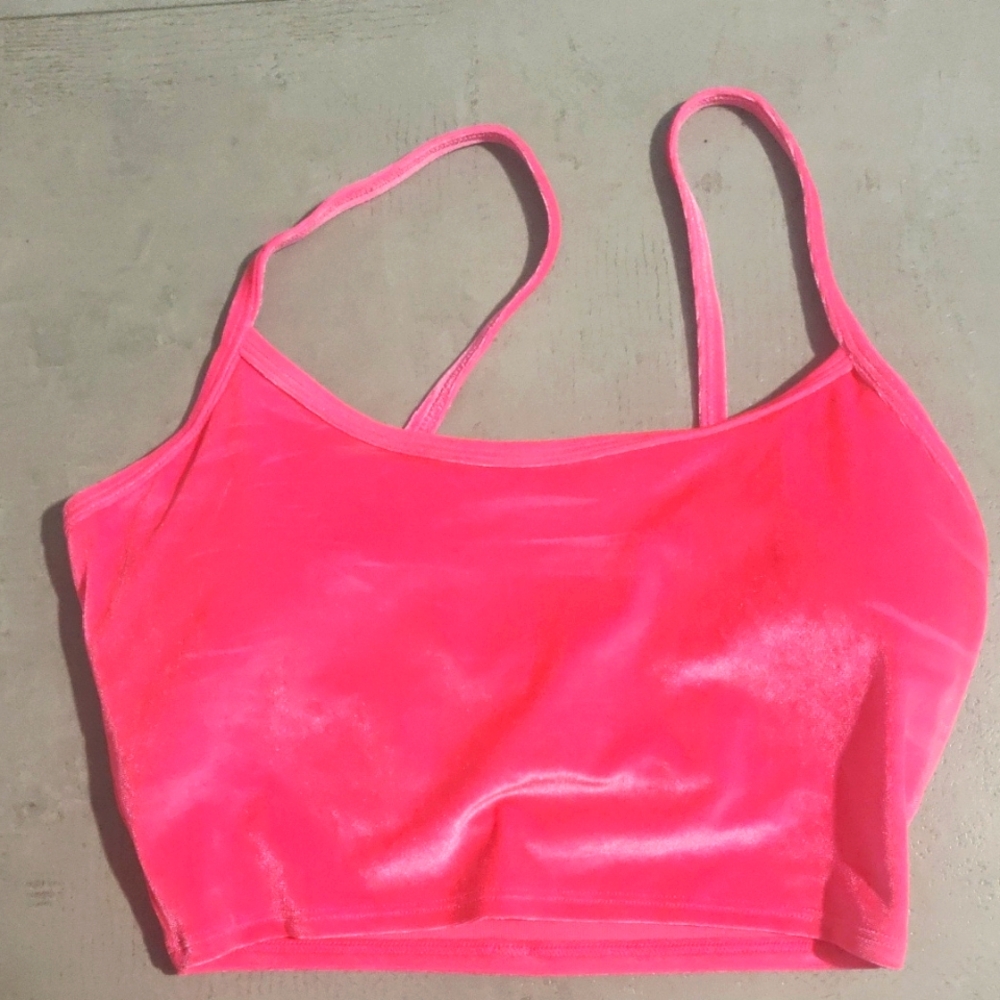 Vibrant Pink Velvet Crop Top